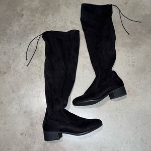 Black Slide On Slouch Boots